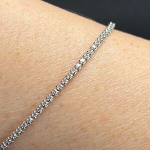 18K White Gold Plated Tennis Bracelet with Micro Pave Simulated CZs